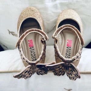 Sparkly leather butterfly ballerinas